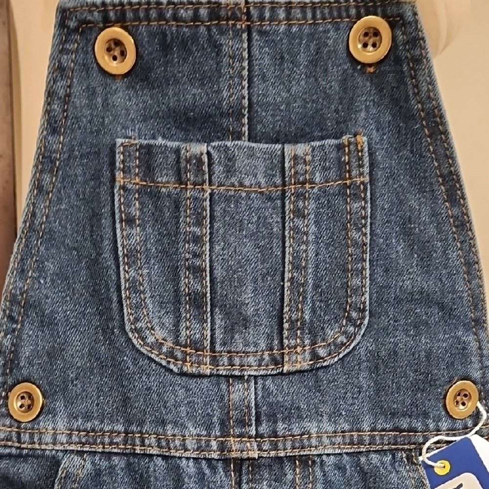 Blue Denim Overalls with Button Accents - Picture 3 of 11